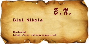 Blei Nikola névjegykártya